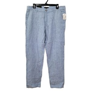 NWT Saks Fifth Avenue Light Blue 100% Linen Women's Trouser Pants‎ Size 34 Waist